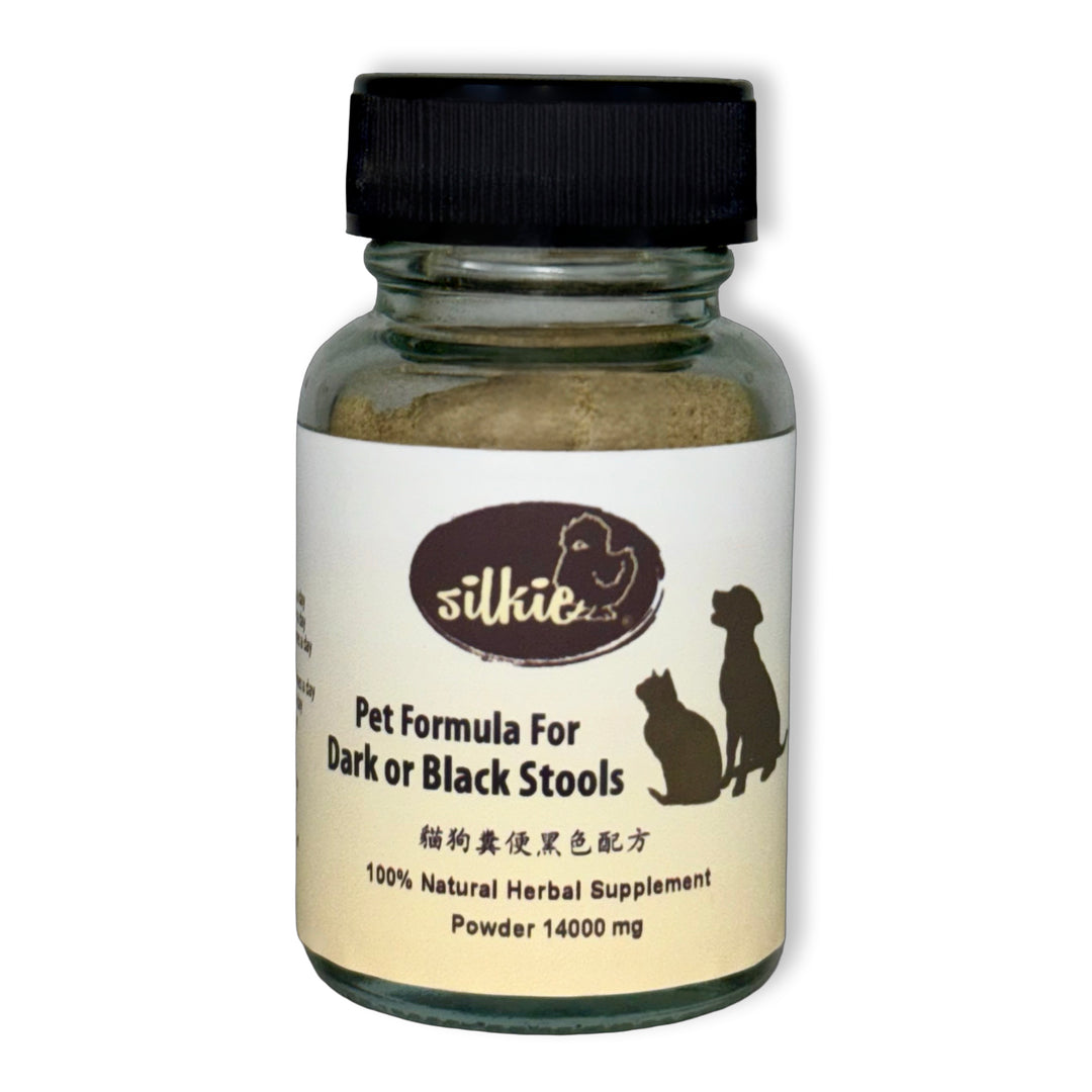 Pet Formula For Dark or Black Stools - tarry or black stools, possible vomiting, abdominal discomfort, weakness or lethargy, pale gums...貓狗糞便黑色配方